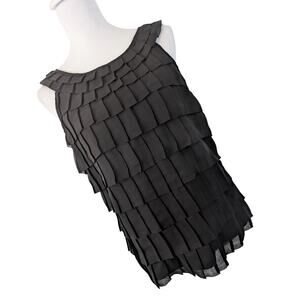 NEW YORK & CO.! GORGEOUS BLOCK PLEATED, BLACK CHIFFON LINED BLOUSE, TOP! SZ 6